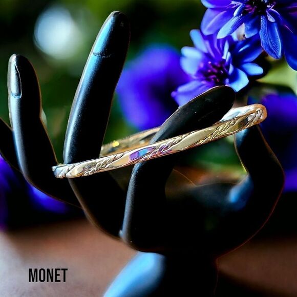 MONET Silvertone Slim Rope Bangle - Picture 1 of 6
